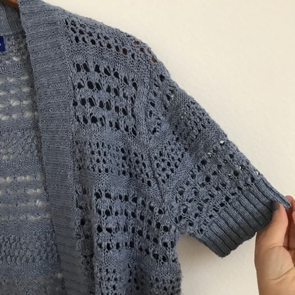 blue-grey knit cardigan - Picture 3 of 4